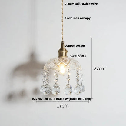 DecorBites™ Clear Glass Copper LED Pendant Lamp for Home Decor and Lighting