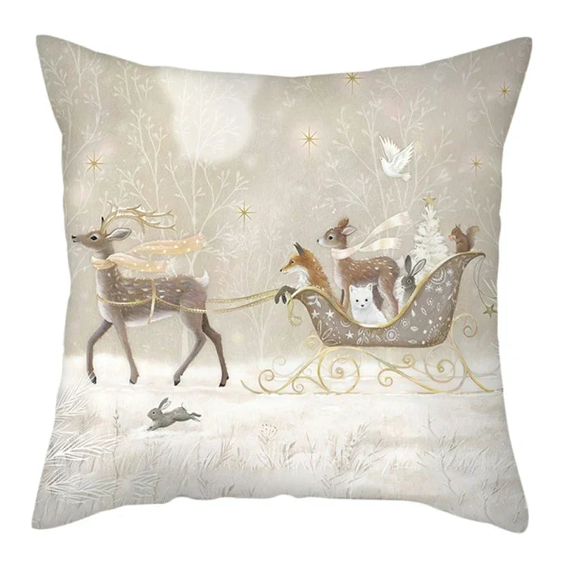 DecorBites™ Christmas Soft Plush Cushion Cover Cute Rabbit Deer Pillowcase 45x45cm