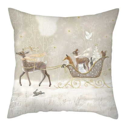 DecorBites™ Christmas Soft Plush Cushion Cover Cute Rabbit Deer Pillowcase 45x45cm