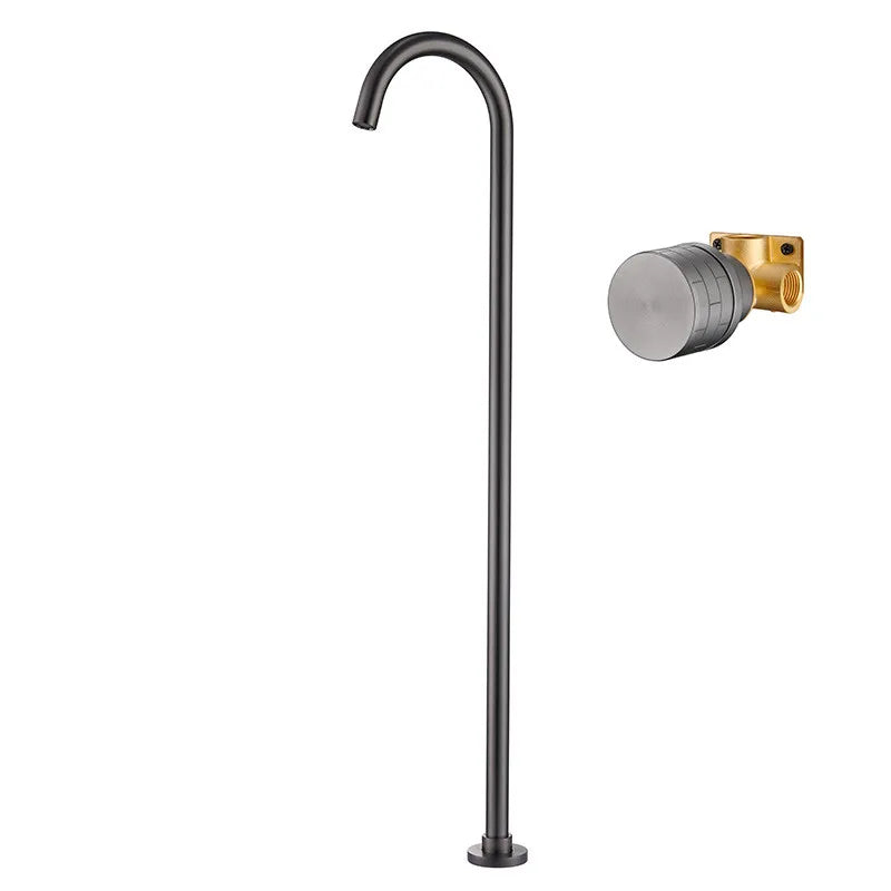 DecorBites™ Brushed Gold Black Floor Mounted Bathtub Shower Faucet