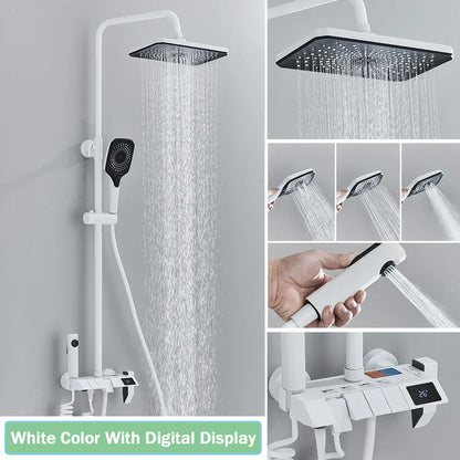 DecorBites™ Black Smart Digital Rainfall Shower System with Grey Mixer Tap