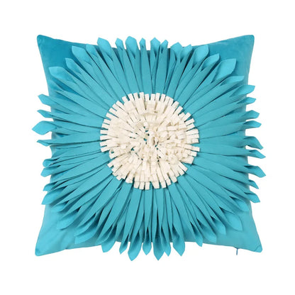 Funda de cojín DecorBites™ 3D azul floral de terciopelo 30x50/45x45 cm - Funda de almohada pequeña con margarita y girasol