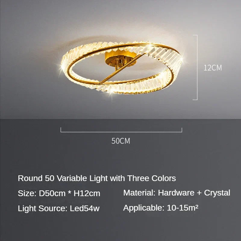 Lámpara de techo de cristal DecorBites™: Anillos modernos, luz LED brillante para comedor