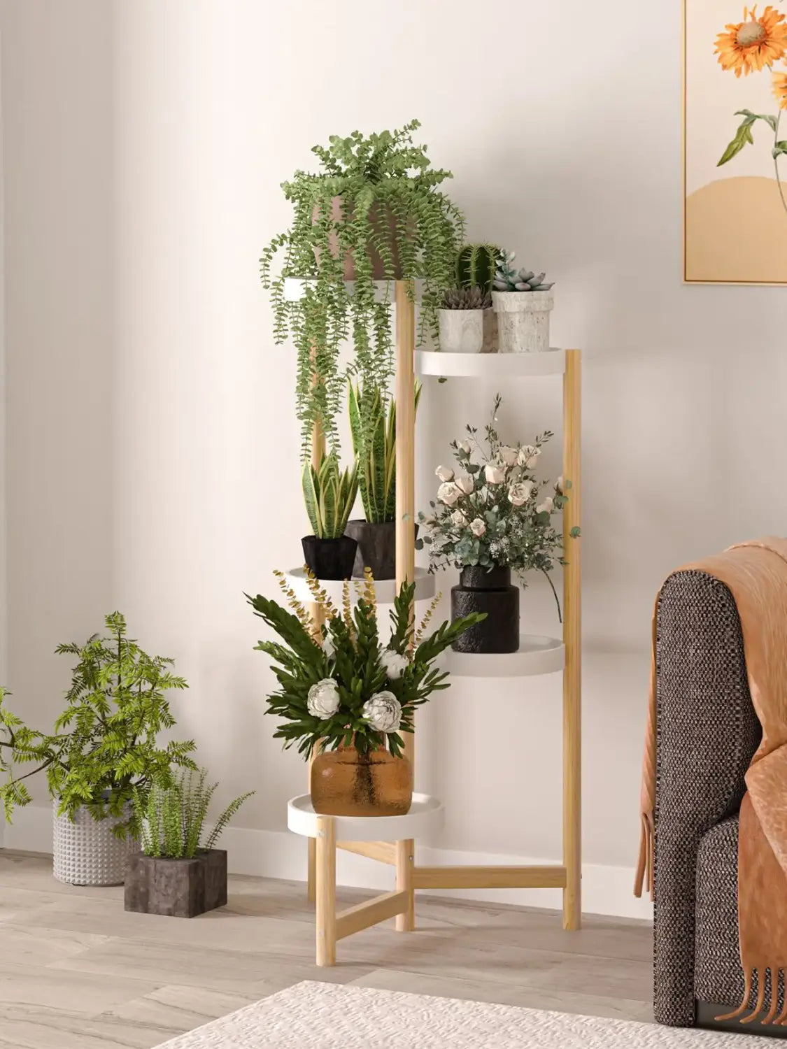 Decorbites™ 5-stufige Bambus-Pflanzenständer für Innen- und Außenbereich