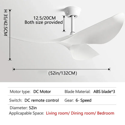 مروحة سقف ديكوربايتس™ الحديثة مقاس 52 بوصة تعمل بالتيار المستمر مع جهاز تحكم عن بعد لغرفة المعيشة والمطعم والمكتب