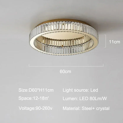 DecorBites™ Gold Crystal Ceiling Light Ring LED - Modern Luxury Indoor Home Lighting