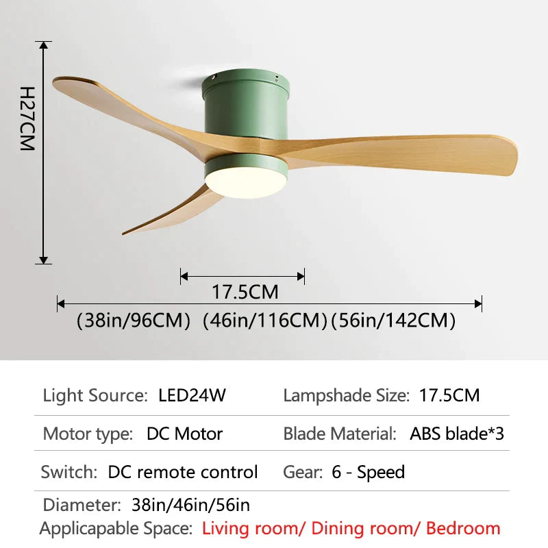 DecorBites™ 46In LED Ceiling Fan Light with Control for Household Bedrooms