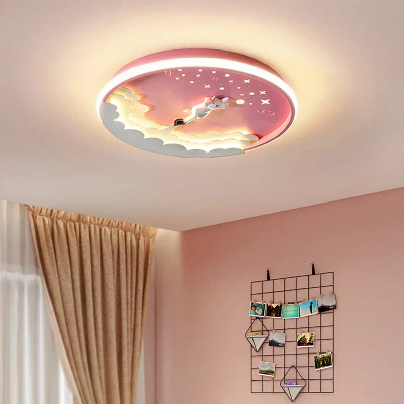 DecorBites™ Kids' Cartoon Unicorn Rocket LED Ceiling Light for Bedroom Study Room