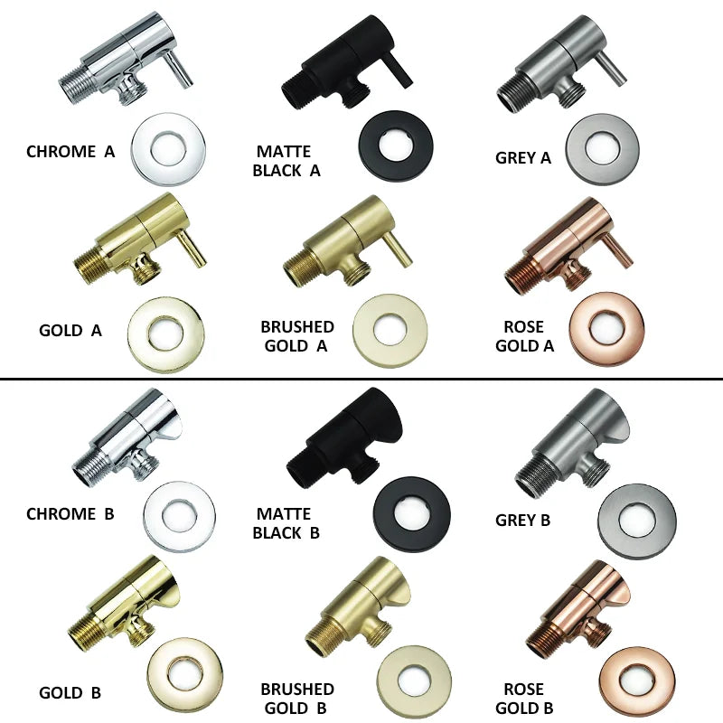 DecorBites™ Brass Triangle Valve Black Hot Cold Water Angle Faucet