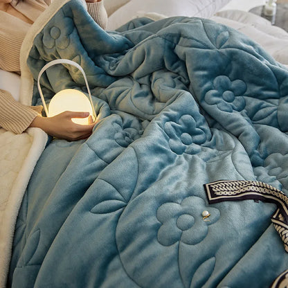 Manta de sofá DecorBites™ de lana de cordero de tres capas, acogedora, para decoración de otoño e invierno