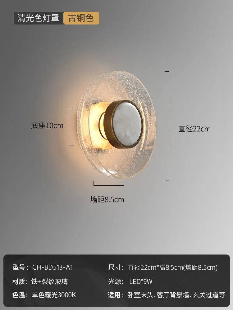 Lámpara de pared LED DecorBites™ de cristal agrietado. Diseño moderno y minimalista para la decoración del hogar.