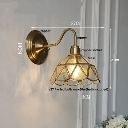DecorBites™ Glass Brass Wall Sconce LED Light Fixture for Dining Living Room