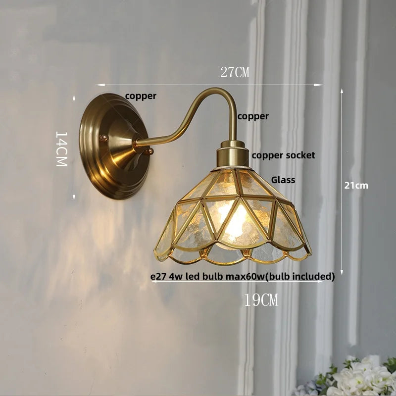 DecorBites™ Glass Brass Wall Sconce LED Light Fixture for Dining Living Room Bathroom Mirror