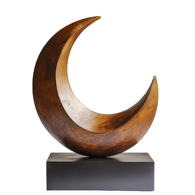 DecorBites™ Golden Ring Abstract Resin Figurines, Home Decor, Geometric Design