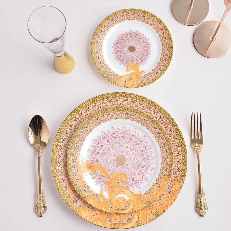 DecorBites™ Golden Flower Bone China Tableware Set