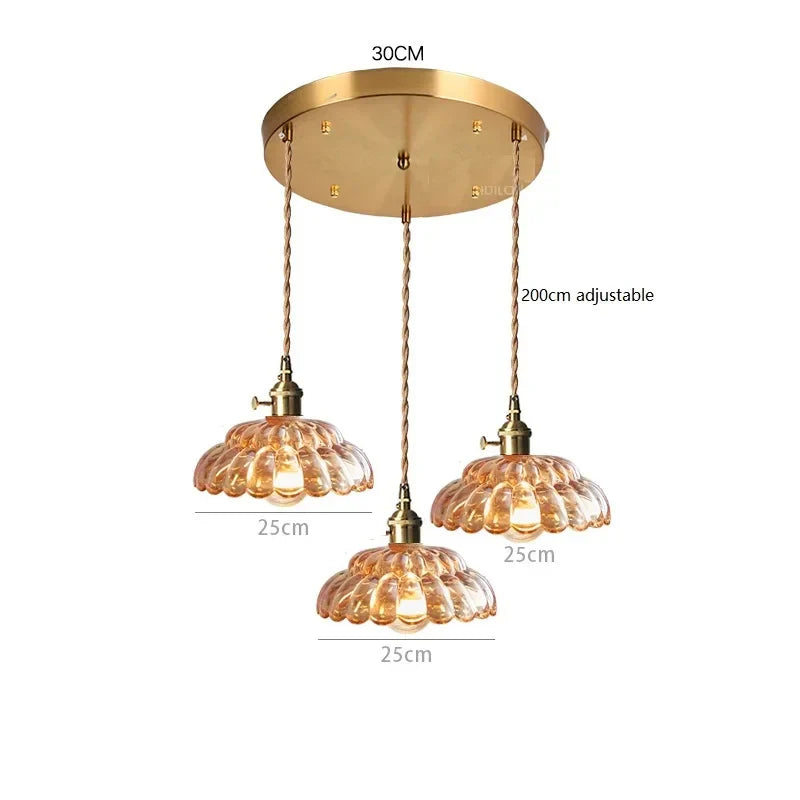 DecorBites™ Japanese Vintage Glass LED Pendant Lamp for Home Decor