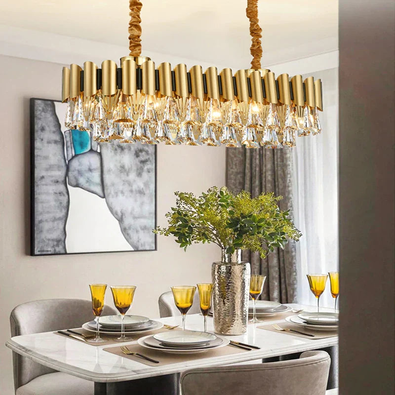 DecorBites™ Gold Crystal Chandelier Lights LED Nordic Classic Living Room Lamparas