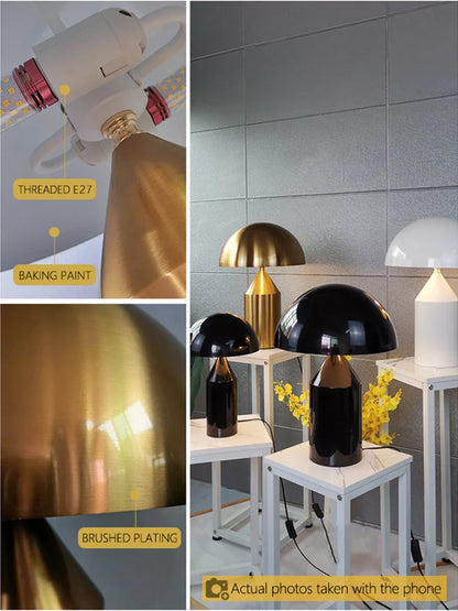 DecorBites™ Golden Mushroom LED Desk Lamp for Home Decoration & Reading