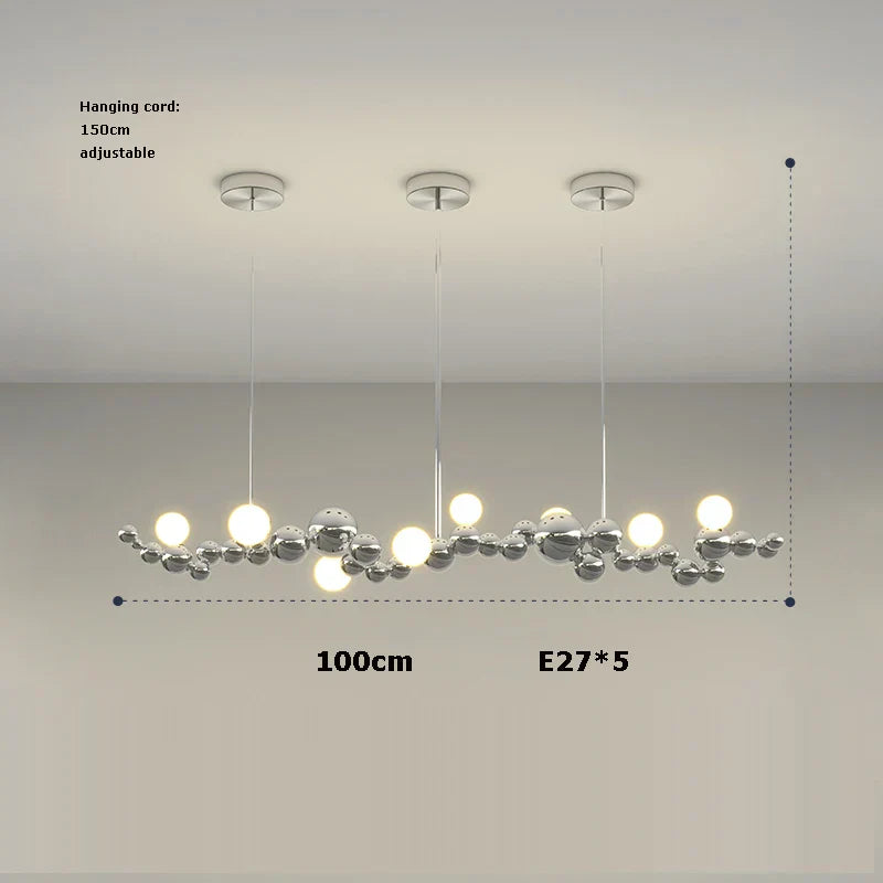 DecorBites™ Designer Molecule Chandelier: LED Dimmable Chrome Gold Lighting 2025 Trend