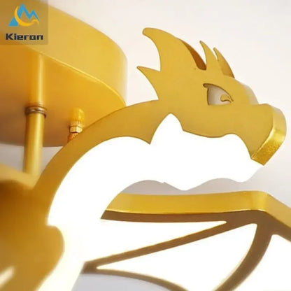 DecorBites™ Golden Dragon LED Ceiling Lamp for Bedroom, Study, and Restaurant