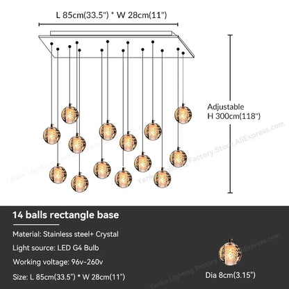DecorBites™ Crystal Bubble Ball Pendant Light for Home Decor and Hospitality Spaces