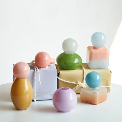 مزهرية زجاجية على شكل كرة هندسية من DecorBites™ مع غطاء، وحاوية تخزين مكتبية