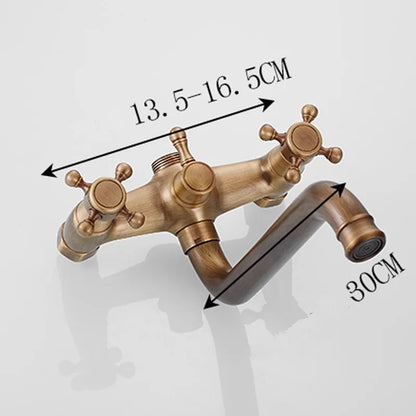 DecorBites™ Brass Bathtub Shower Set Wall Mounted - Hot and Cold Mixer Taps
