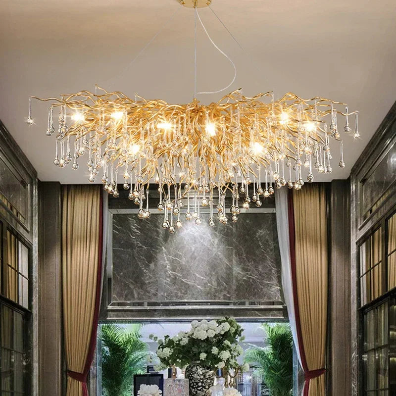 Gold Crystal Modern Chandelier L180cm Premium