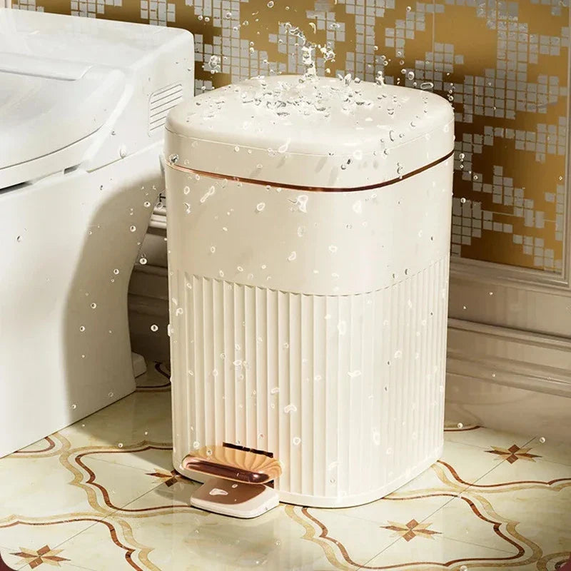 DecorBites™ Light Luxury Pedal Trash Can with Lid for Kitchen Bathroom Large Capacity Bin