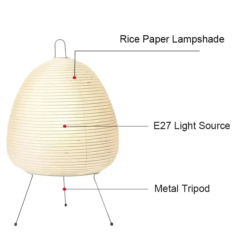 DecorBites™ Japanese Rice Paper Lantern LED Table Lamp for Stylish Home Decor