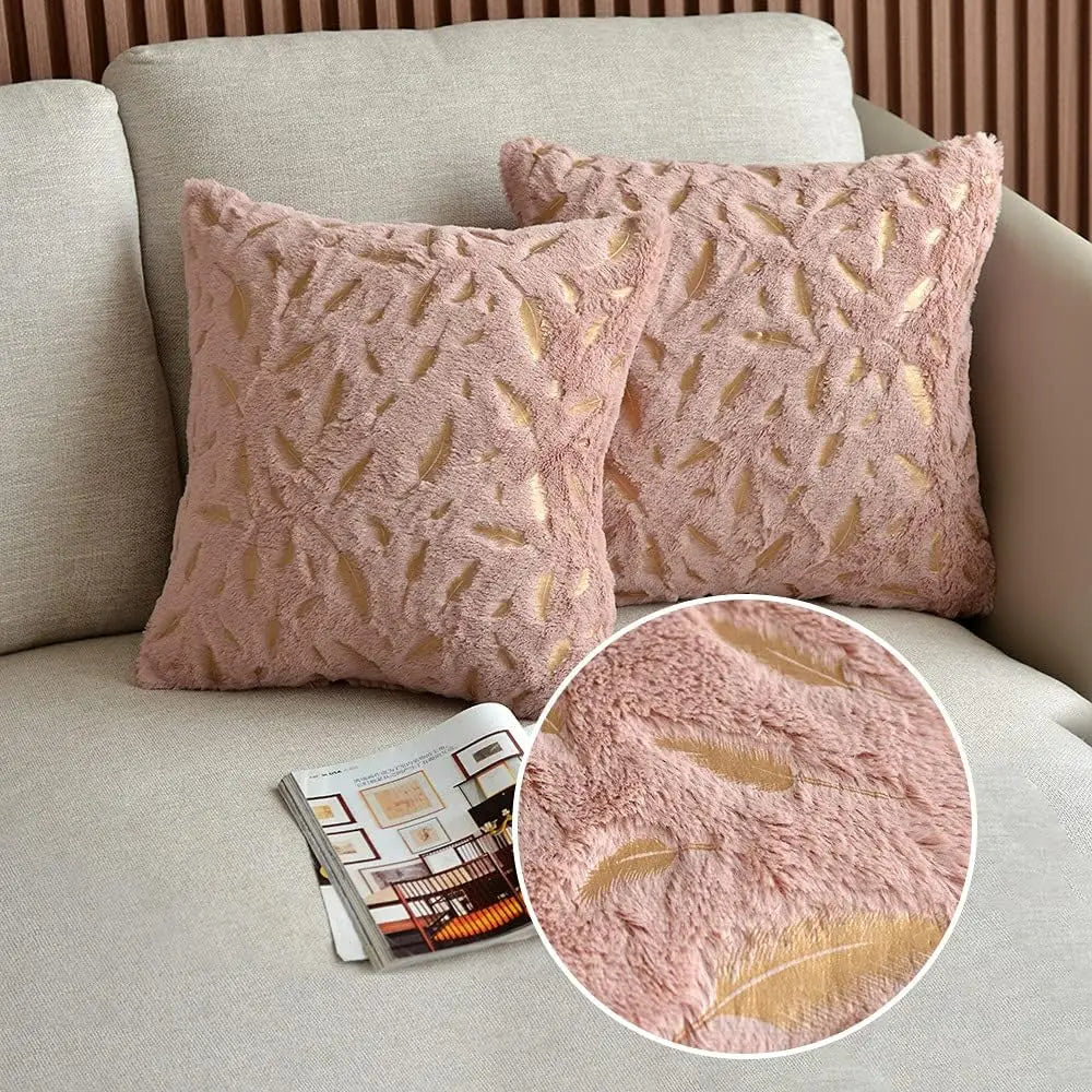 Funda de cojín de terciopelo pluma de oro Decorbites™ 45x45 para sofá y coche decorativa
