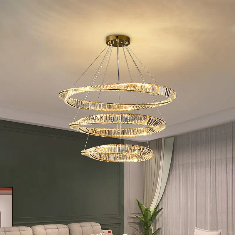 DecorBites™ Crystal Ceiling Chandelier: Modern Luxury LED Pendant Light for Kitchen Living Room Hall Décor