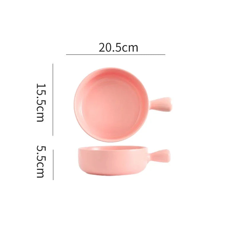 DecorBites™ Ceramic Single Handle Salad Bowl, Microwave Safe for Breakfast, Dessert, Soup