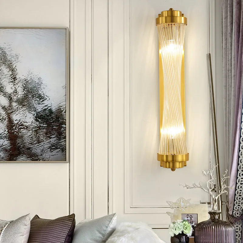Aplique de pared de cristal DecorBites™ para sala de estar o mesilla de noche, iluminación dorada