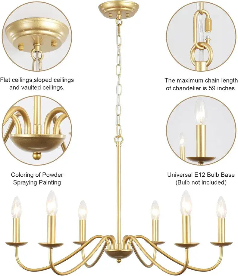 Decorbites™ Vintage Loft Kronleuchter Schwarz/Gold Deckenleuchte