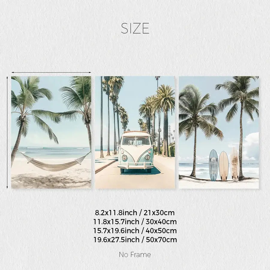 DecorBites™ Tropical Surfboard Travel Wall Art Set