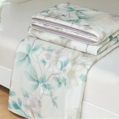 DecorBites™ Knitted Cotton Print Summer Quilt, Silk Soft Blanket