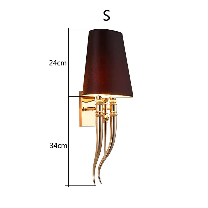 ديكوربايتس™ مصباح حائط على شكل قرن مخلب حديدي مع غطاء مصباح من القماش لغرفة النوم وغرفة المعيشة