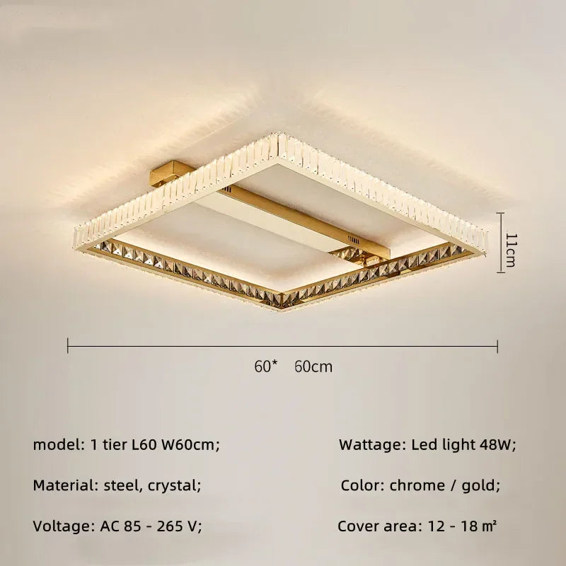 DecorBites™ Crystal LED Ceiling Chandelier: Smart Dimmable Bedroom Lighting Fixture