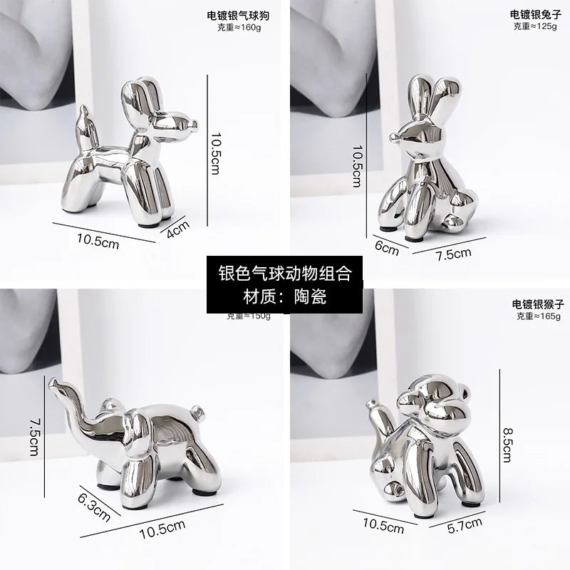 DecorBites™ Golden Monkey Dog Rabbit Ceramic Balloon Animals Desk Ornament
