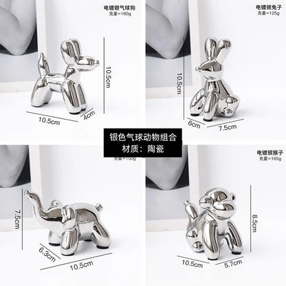 DecorBites™ Golden Monkey Dog Rabbit Ceramic Balloon Animals Desk Ornament