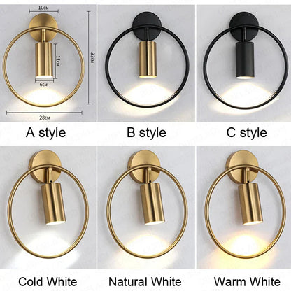 DecorBites™ Brass Ring LED Wall Light for Home Decor and Ambiance