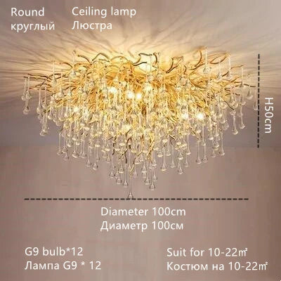 Lámpara de techo DecorBites™ Crystal Water Drop – Lámpara de techo de lujo para hoteles, restaurantes y villas