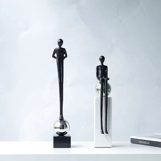 ديكور بايتس™ - تمثال معدني لشخصية المفكر التجريدي - منحوتة بورتريه - ديكور منزلي