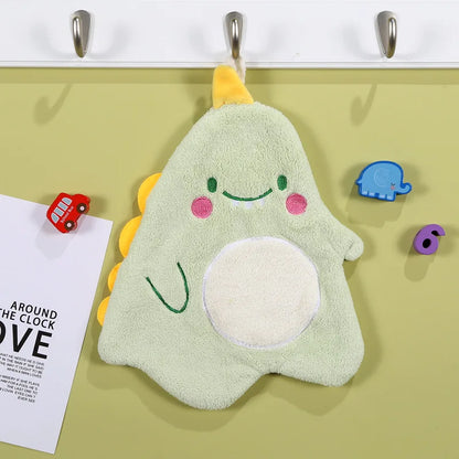 DecorBites™ Cartoon Animal Shape Coral Velvet Hand Towel for Kids, Absorbent Kitchen Bathroom Cleaning Towels