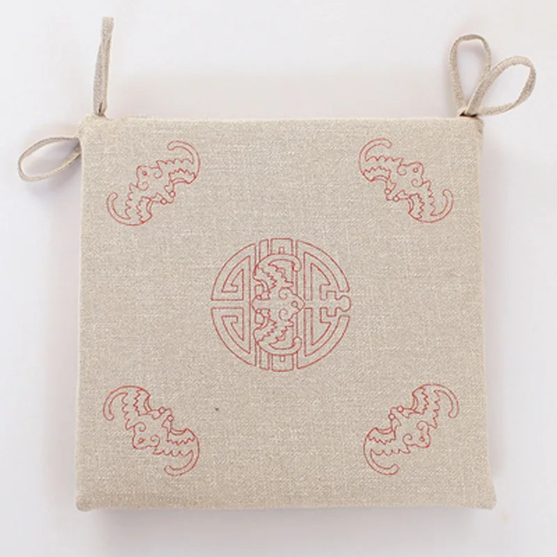 DecorBites™ Linen Seat Cushion: Comfortable Non-slip Chair Pad with Strap