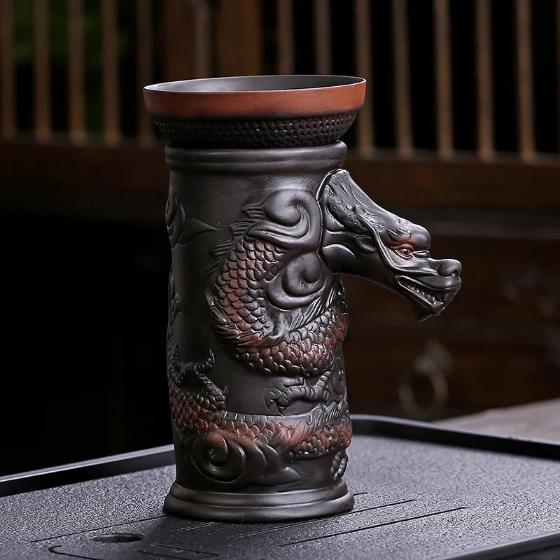 Decorbites™ Drachen-Teeblatt-Trichterfilter für Kung-Fu-Tee, Keramik-Tischdekoration