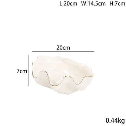 DecorBites™ Gold Ceramic Seashell Bowl: Luxe Decorative Storage Tray for Candy, Fruit, Jewelry