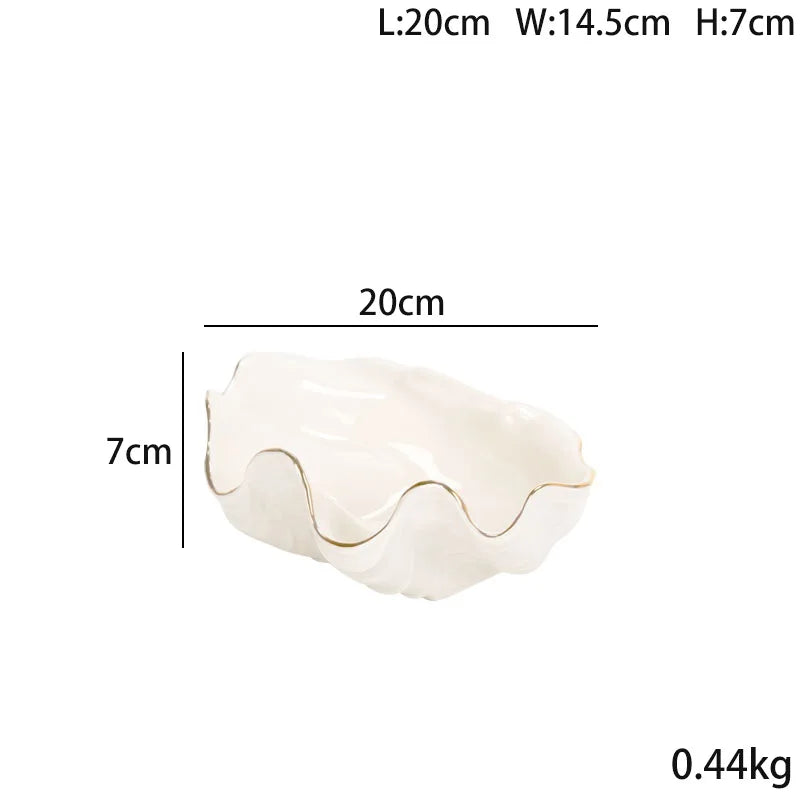 Cuenco de Concha Marina de Cerámica Oro Decorbites™: Bandeja de Almacenamiento Decorativa de Lujo para Dulces, Frutas, Joyería