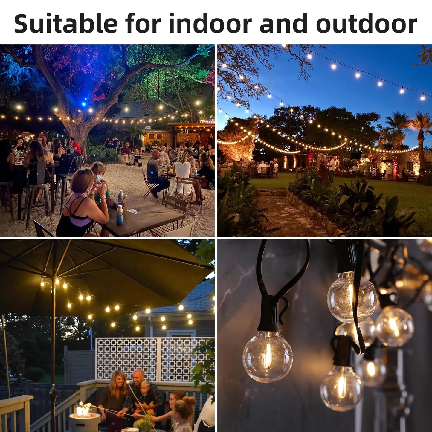 DecorBites™ Dimmable LED Outdoor Globe String Lights for Patio Decor